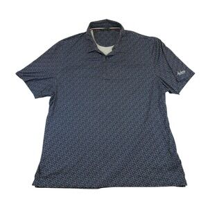 7 Diamonds Mens XXL Right Angle 4 Way Stretch Polo Shirt Blue Geometric Pattern